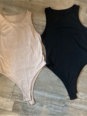Sleeveless Bodysuit Duo - Blush & Black size M